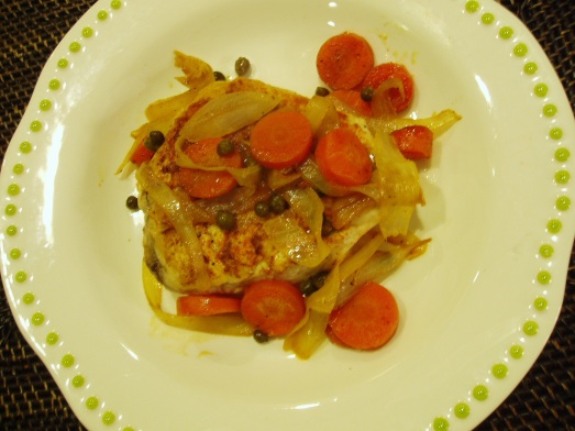 Skillet Chicken with Carrots, Onions and Capers